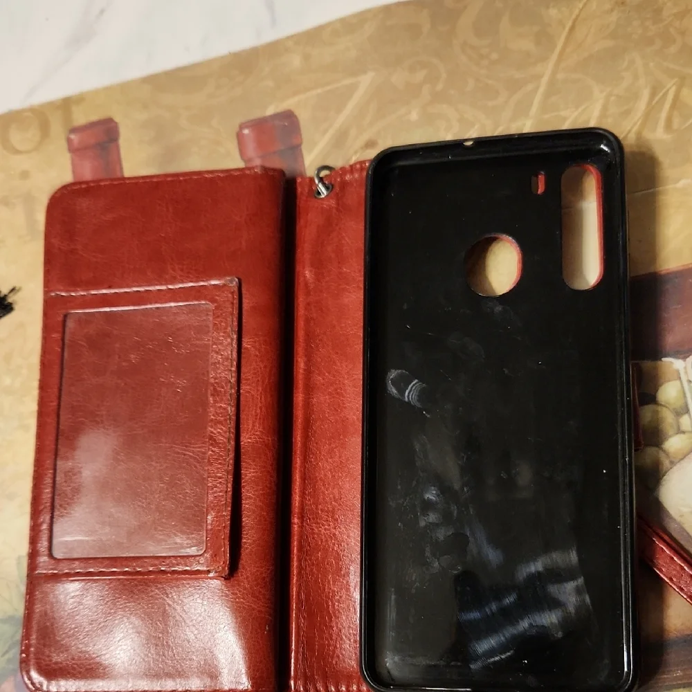 Red Leather Phone Wallet Case - Picture 2 of 4